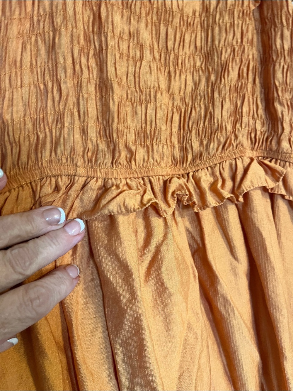 Anthropologie Moon River Smocked Maxi Dress XS Orange Boho Cottagecore Feminine - Picture 4 of 5